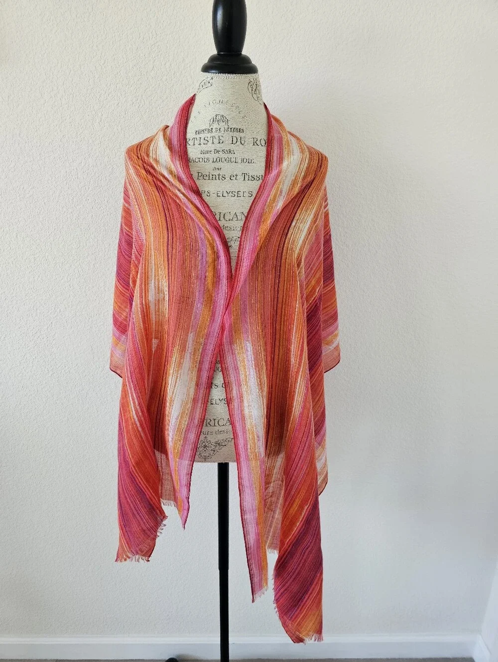Vibrant Sunset Striped Lightweight Wrap Scarf & Beach Sarong (76